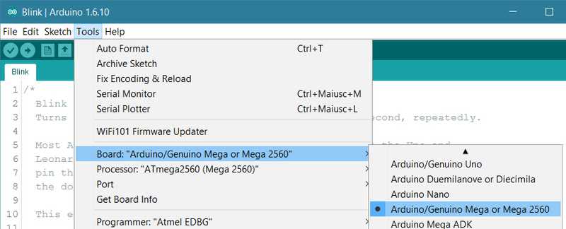 Select Arduino Mega