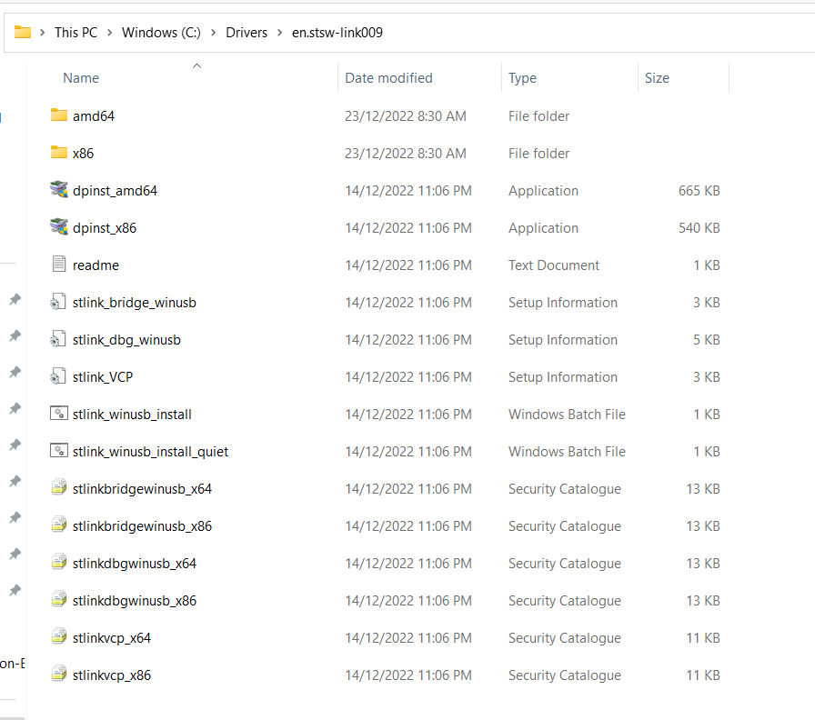 STLink driver folder