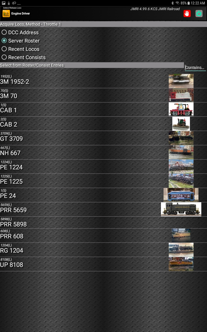 Engine Driver JMRI Server Roster