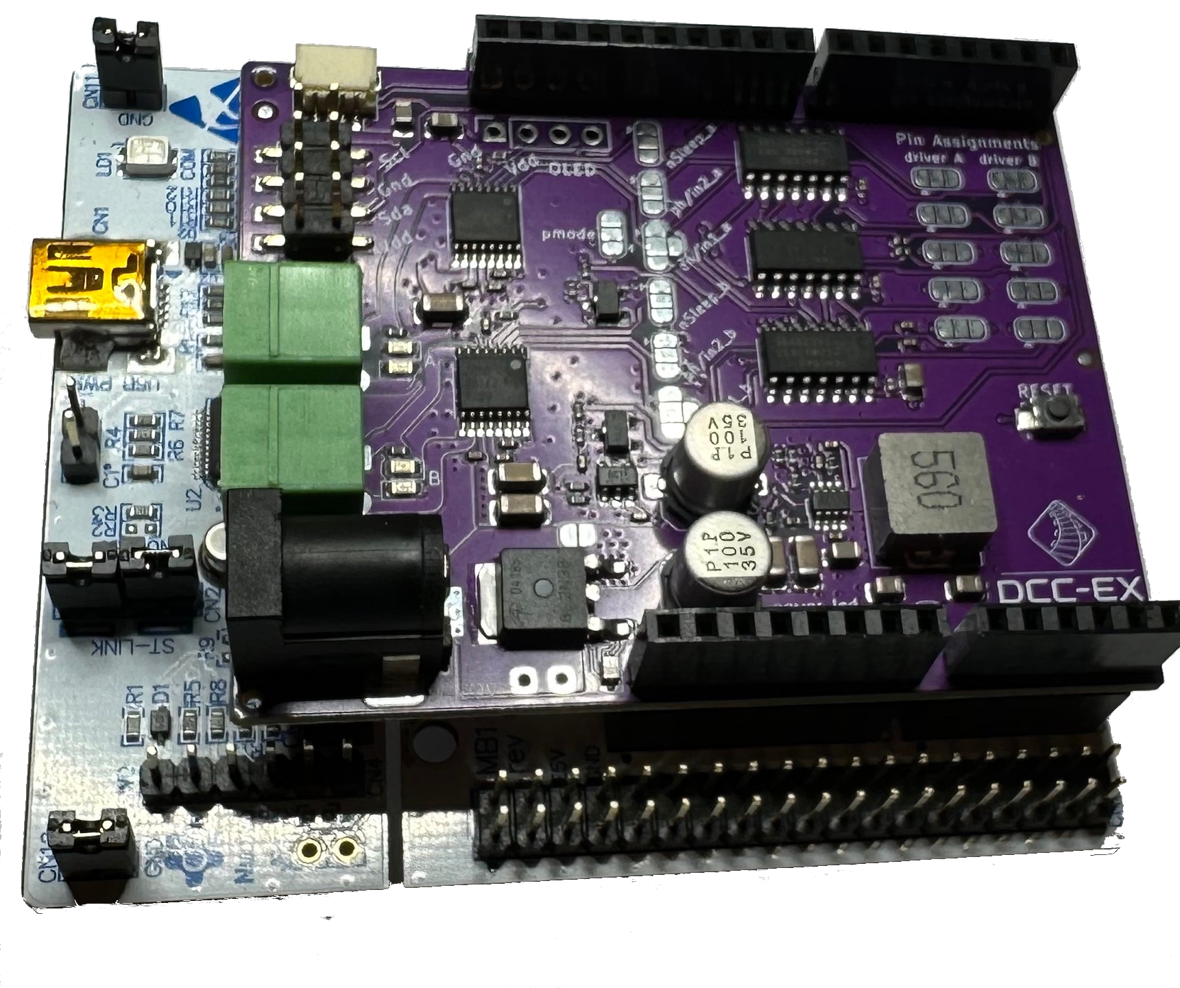 STM Nucleo-F411RE with DCC-EX EX-MotorShield8874 installed