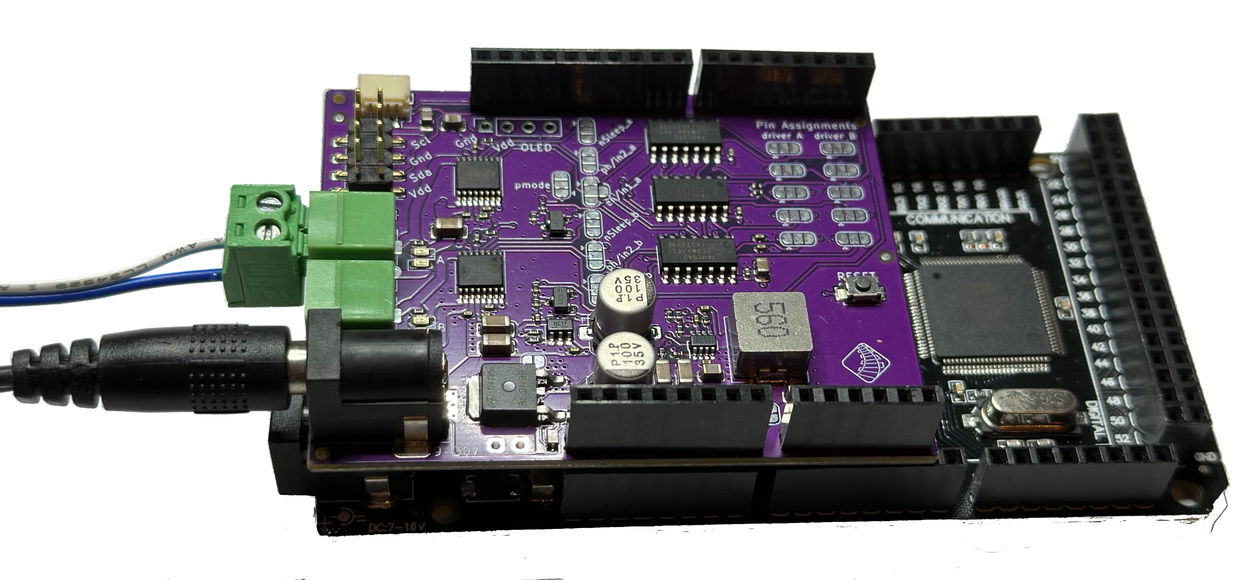 DCC-EX EX-MotorShield8874 on Mega+WiFi with power and track connectors