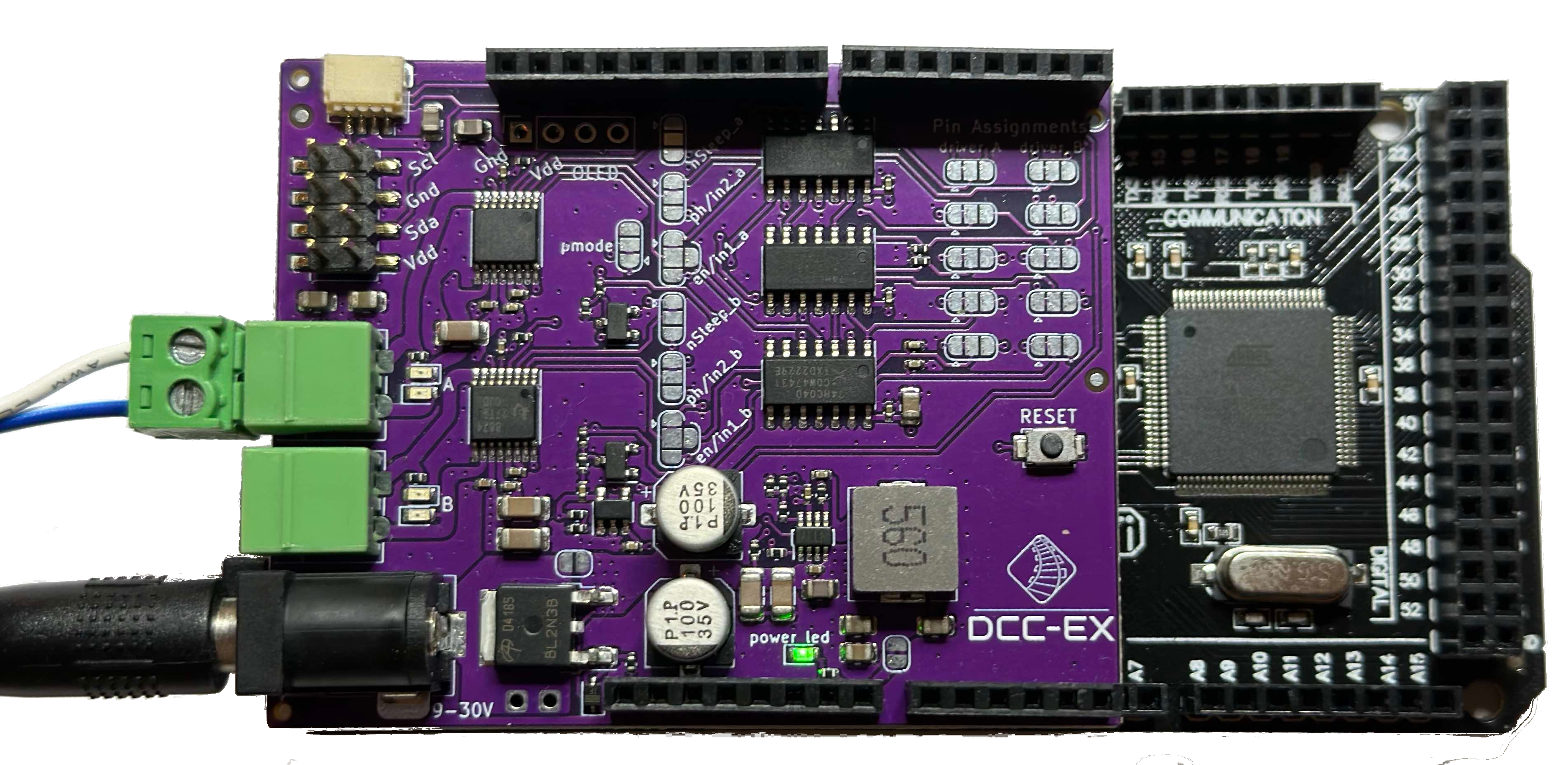 DCC-EX EX-MotorShield8874 RevA on Mega+WiFi with power LED on