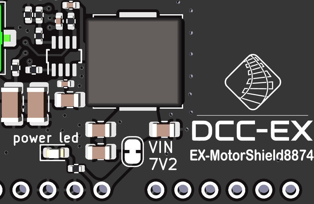 DCC-EX EX-MotorShield8874 RevA Vreg output to VIN pad
