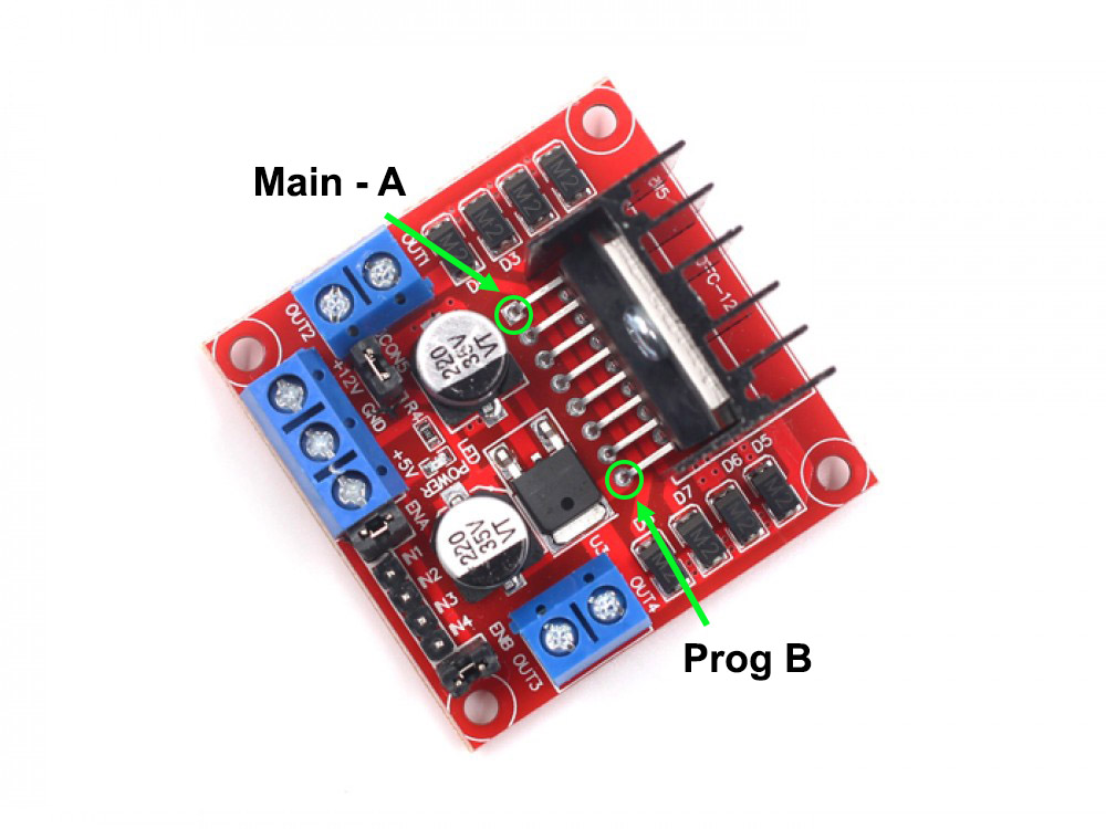 L298N lift legs to solder CS resistors