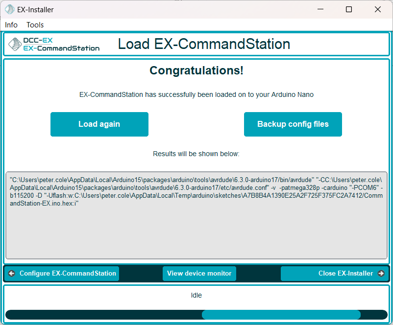 Load software screen