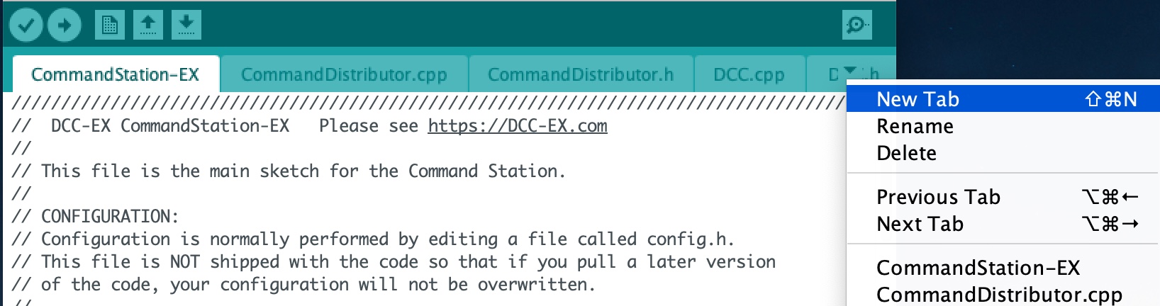 Arduino IDE New Tab