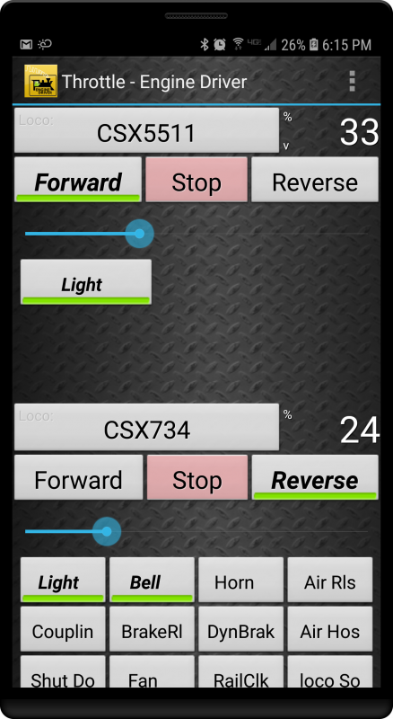 Engine Driver Main Screen