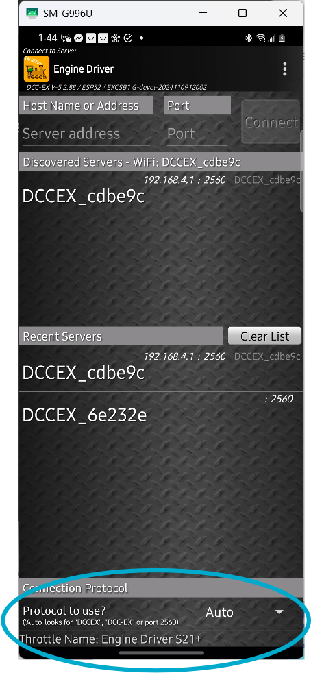DCC-EX Protocol Bottom Selector