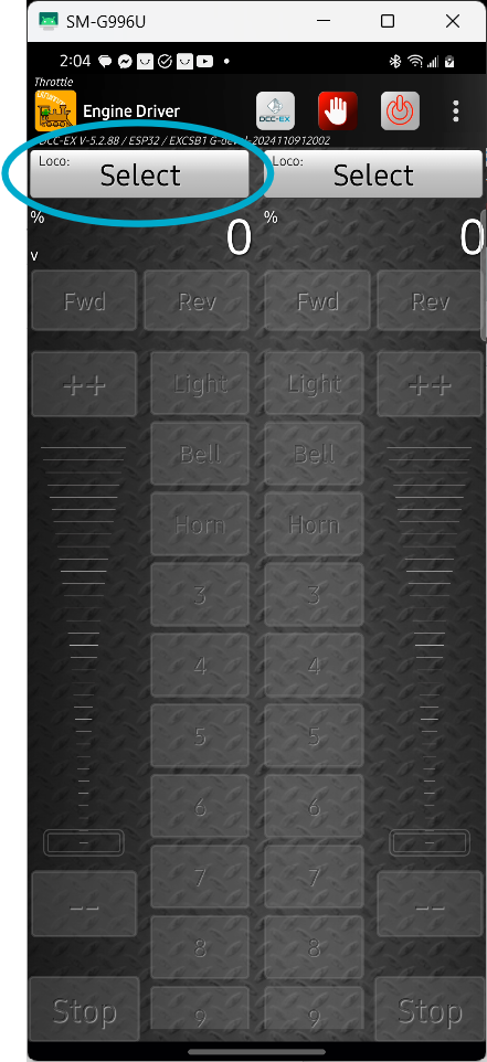 Press Loco Select Button