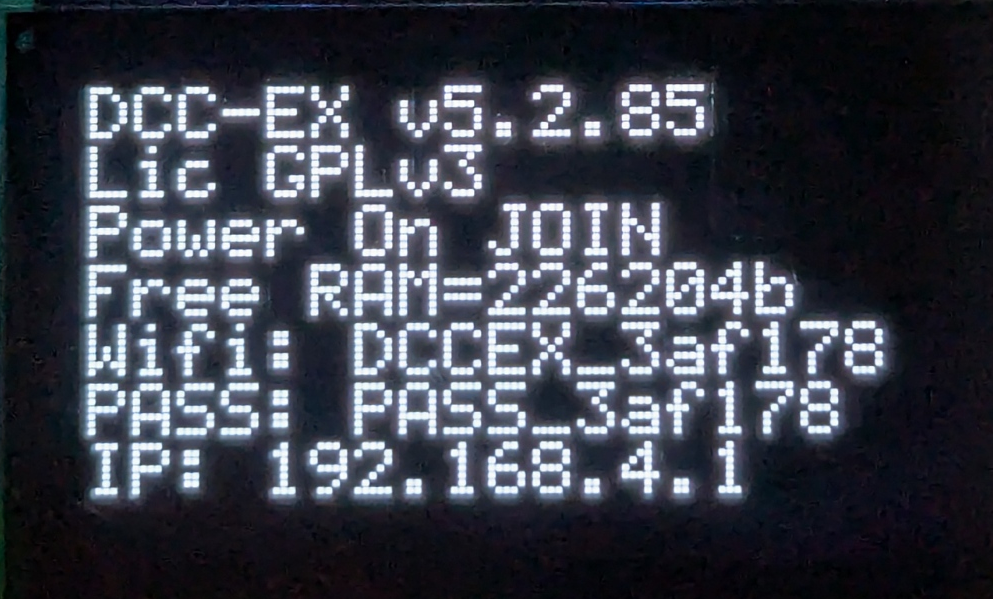 EX-CSB1 OLED on startup