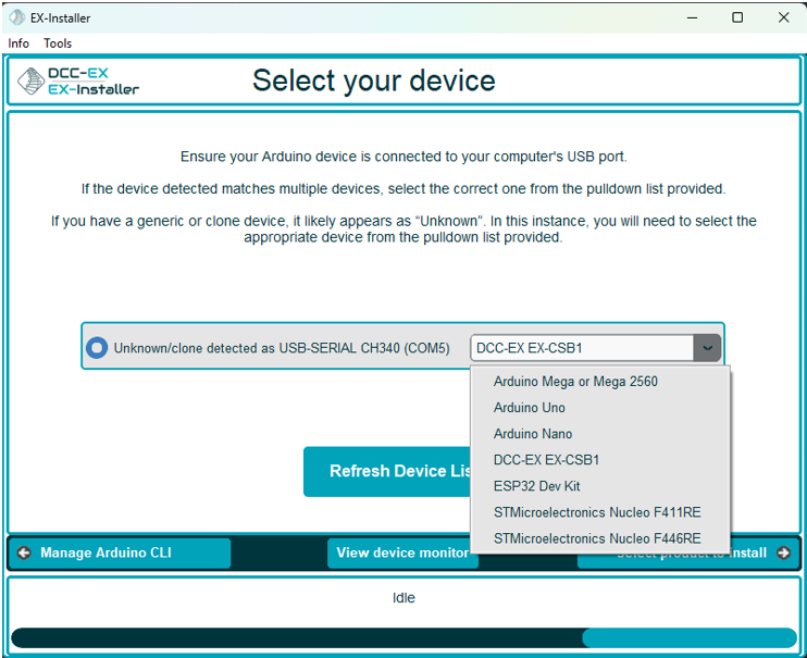 device selection