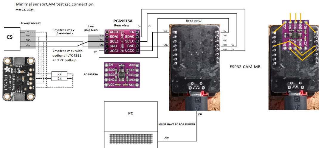 ESP32 CAM with PCA9515A and LTC4311