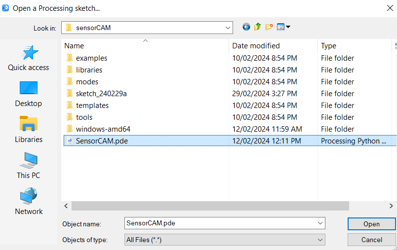 Processing Open sensorCAM