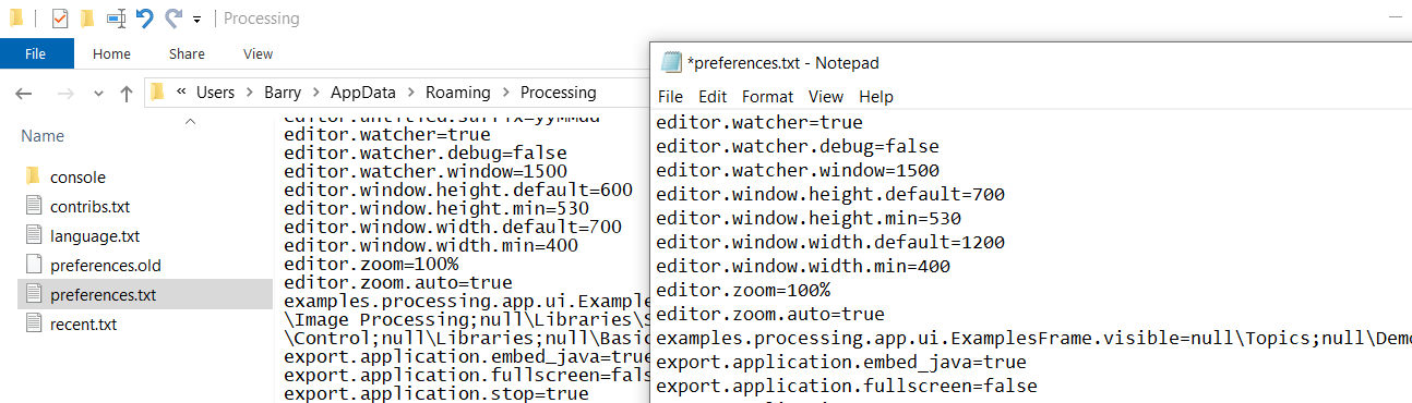Processing Preferences