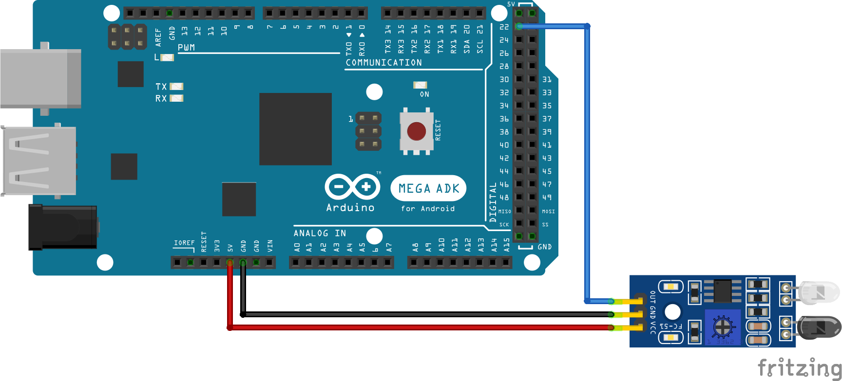 IR Sensor connected to Arduino mega