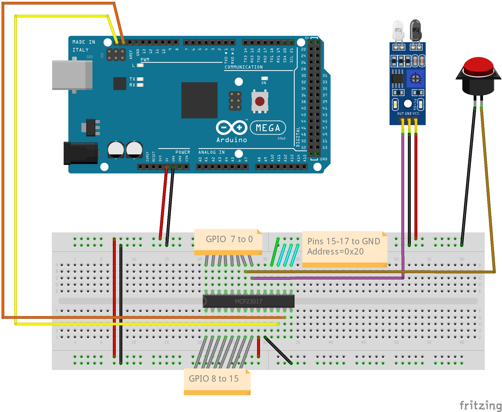 MCP23017 on a Breadboard